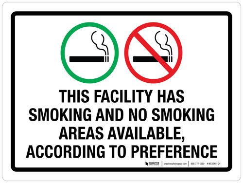 This Facility Has Smoking and No Smoking Areas Available According to Preference Landscape - Wall Sign