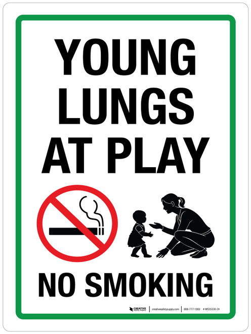 Young Lungs At Play No Smoking Portrait - Wall Sign