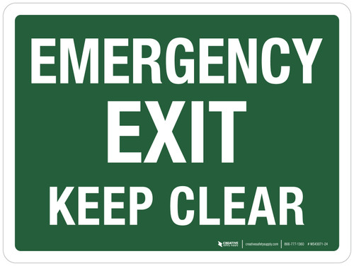 Emergency Exit - Keep Clear Landscape - Wall Sign
