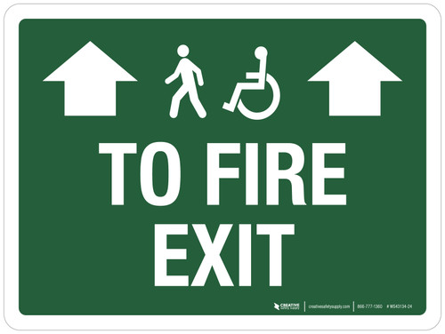 To Fire Exit Arrows Up (ADA) Landscape - Wall Sign