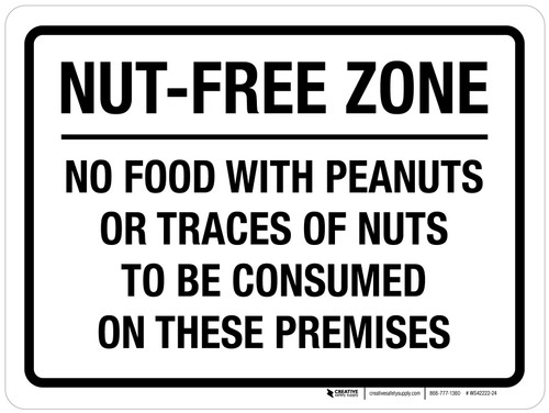 Nut-Free Zone: No Food With Peanuts Or Traces Of Nuts Landscape - Wall Sign