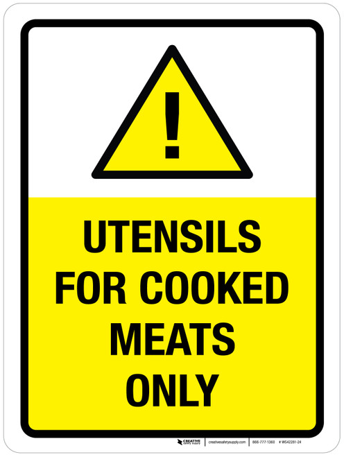 Utensils for Cooked Meats Only Portrait - Wall Sign
