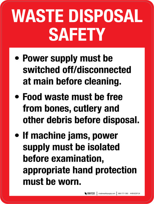 Waste Disposal Safety Portrait - Wall Sign