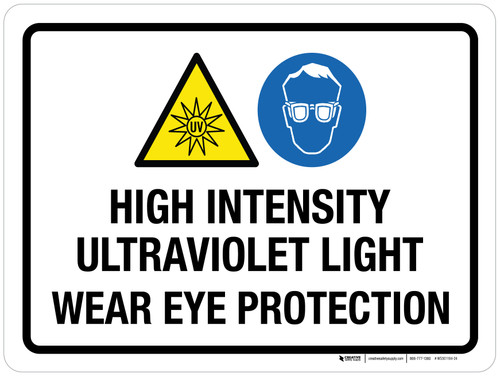 High Intensity Ultraviolet Light Wear Eye Protection Landscape - Wall Sign
