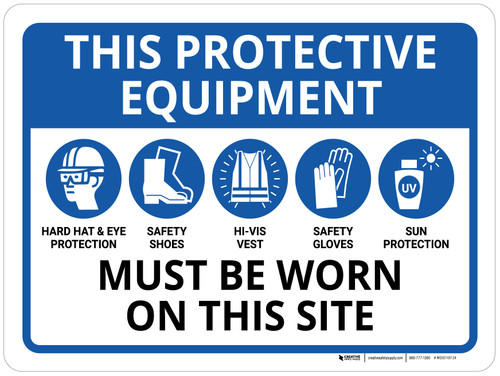 This Protective Equipment Must Be Worn on This Site Landscape - Wall Sign