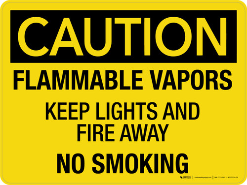 Caution: Flammable Vapors Keep Lights And Fire Away No Smoking Landscape - Wall Sign