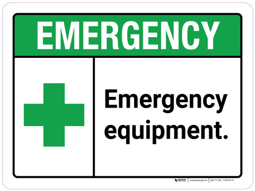 Emergency: Emergency Equipment ANSI Landscape - Wall Sign