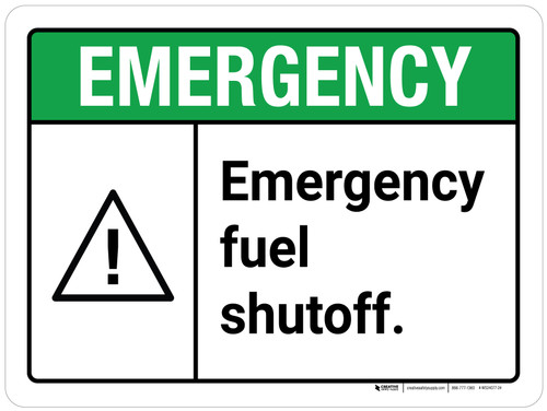 Emergency: Emergency Fuel Shutoff ANSI Landscape - Wall Sign