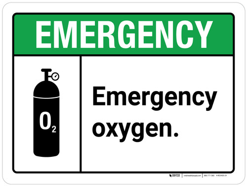 Emergency: Emergency Oxygen ANSI Landscape - Wall Sign