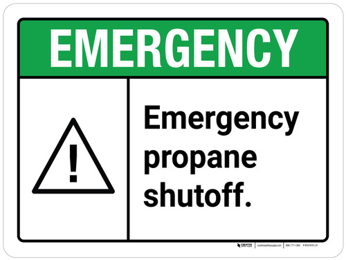 Emergency: Emergency Propane Shutoff ANSI Landscape - Wall Sign