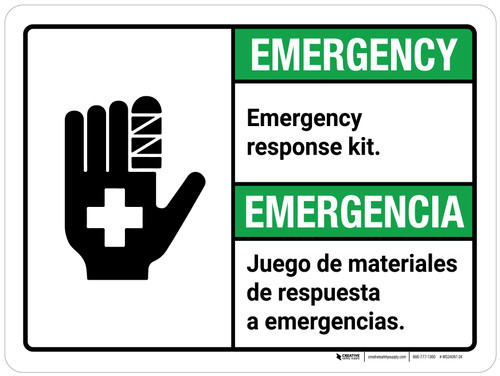 Emergency: Emergency Response Kit Spanish ANSI Landscape - Wall Sign