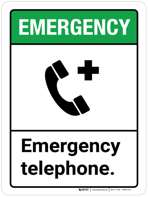 Emergency: Emergency Telephone ANSI Portrait - Wall Sign