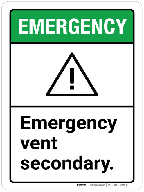 Emergency: Emergency Vent Secondary ANSI Portrait - Wall Sign