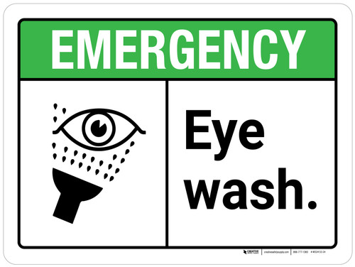 Emergency: Eye Wash ANSI Landscape - Wall Sign