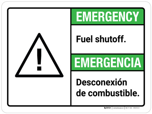 Emergency: Fuel Shutoff Spanish ANSI Landscape - Wall Sign