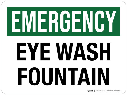 Emergency: Eye Wash Fountain Landscape - Wall Sign