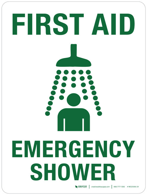 First Aid Emergency Shower Portrait - Wall Sign