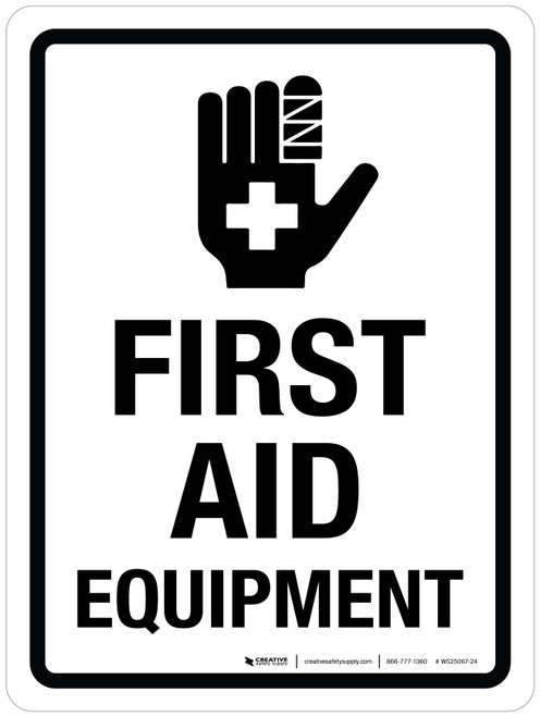 First Aid Equipment with Icon Portrait - Wall Sign