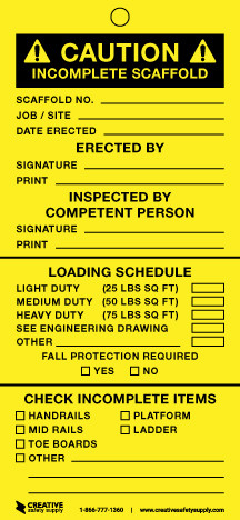 Incomplete Scaffold: Caution Tags 