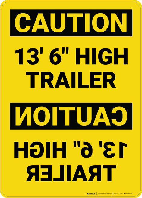 Caution: 13'6" High Trailer Mirrored - Wall Sign