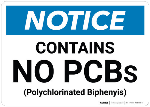 Notice: Public Health Contains No PCBs - Wall Sign