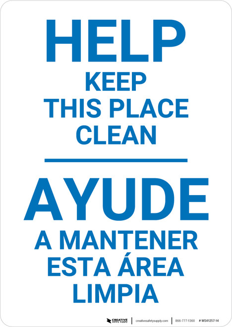 Housekeeping Clean Bilingual Spanish - Wall Sign