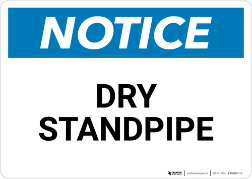 Notice: Dry Standpipe - Wall Sign