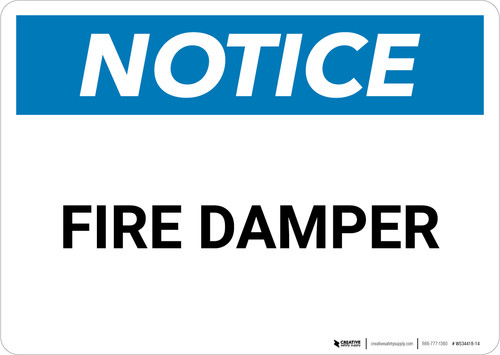 Notice: Fire Damper - Wall Sign