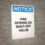 Notice: Fire Sprinkler Shut-Off Valve Portrait - Wall Sign
