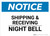 Notice: Shipping & Receiving Night Bell - Wall Sign