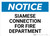Notice: Siamese Connection For Fire Department - Wall Sign