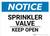 Notice: Sprinkler Valve Keep Open - Wall Sign