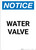 Notice: Water Valve - Wall Sign