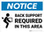 Notice: Back Support Required In This Area Lifting Box With Arrow Icon Landscape - Wall Sign