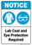 Notice: Lab Coat And Eye Protection Required with Labcoat Eye Proctection Icons Portrait ANSI - Wall Sign