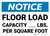 Notice: Floor Load Capacity Pounds Landscape - Wall Sign
