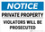 Notice: Private Property Violators Will Be Prosecuted Landscape - Wall Sign