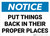 Notice: Put Things Back In Proper Places Landscape - Wall Sign