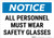 Notice: All Personnel Must Wear Safety Glasses Landscape - Wall Sign