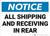 Notice: All Shipping Receiving In Rear Landscape - Wall Sign