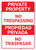 Bilingual Spanish Private Property No Trespassing Red & White - Wall Sign