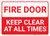 Fire Door Keep Clear At All Times Landscape - Wall Sign