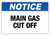 Notice - Main Gas Cut Off Label