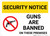 Security Notice Guns Banned On Premises with Icon Landscape - Wall Sign