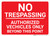 No Trespassing Authorized Vehicles Only Landscape - Wall Sign