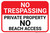 No Trespassing Private Property No Beach Access Landscape - Wall Sign
