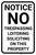 Notice No Trespassing Loitering Soliciting Portrait - Wall Sign