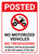 Posted No Motorized Vehicles No Trespassing with Icon Portrait - Wall Sign