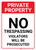 Private Property: No Trespassing Violators Will Be Prosecuted Portrait - Wall Sign
