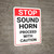 Stop: Sound Horn Proceed With Caution Portrait - Wall Sign